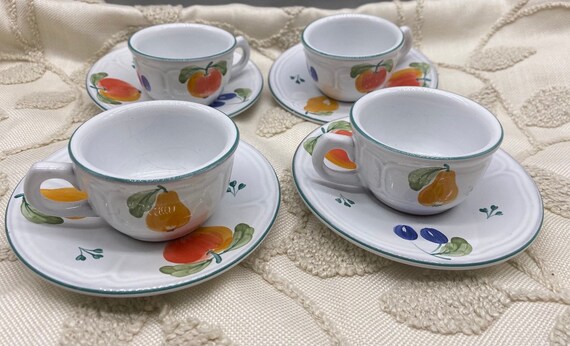 Herend Village Pottery FANCY FRUIT Handpainted Hungary Cups and