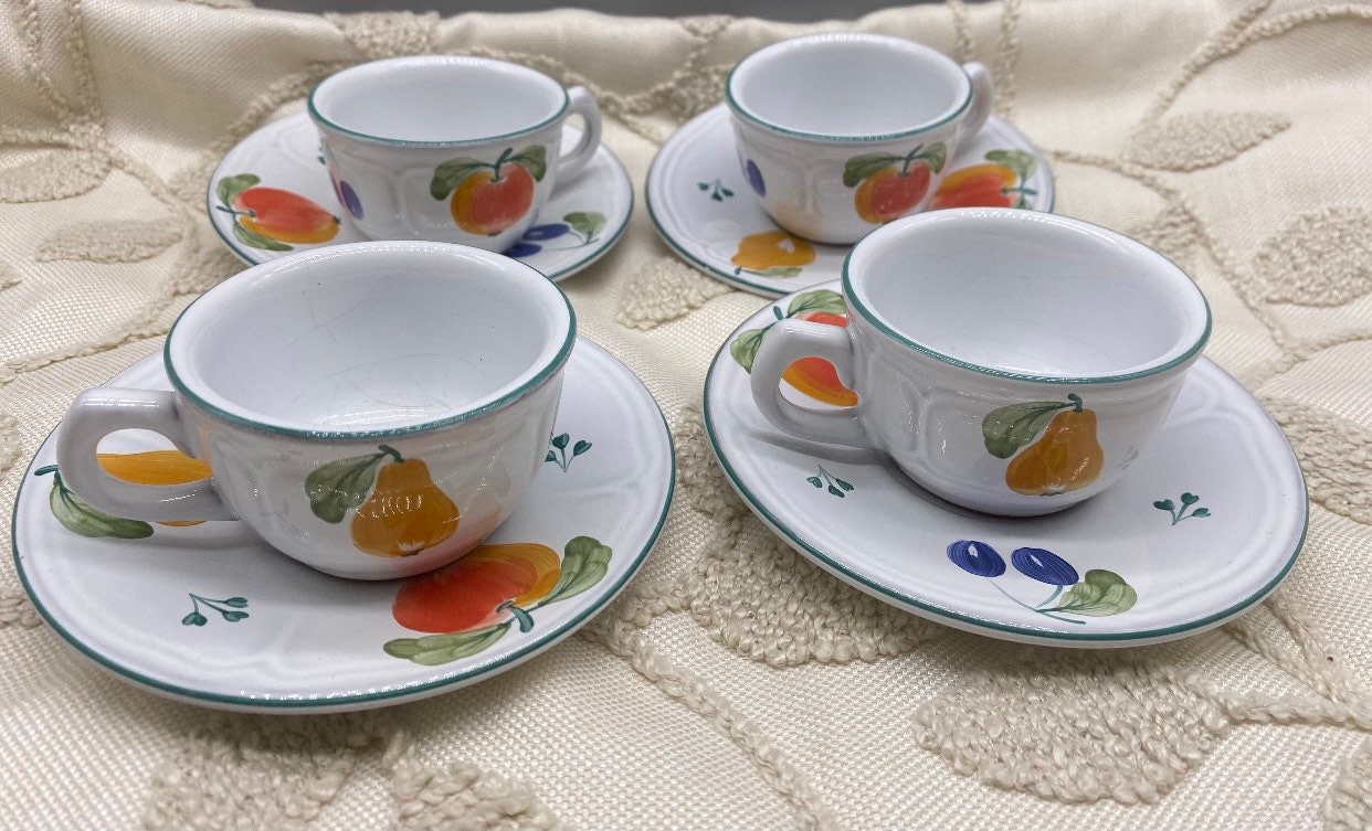 Herend Village Pottery FANCY FRUIT Handpainted Hungary Cups and