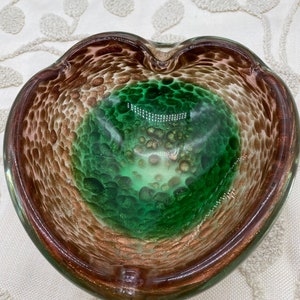 Collectible Murano Gold Infused Glass Bowl  with Green Bottom