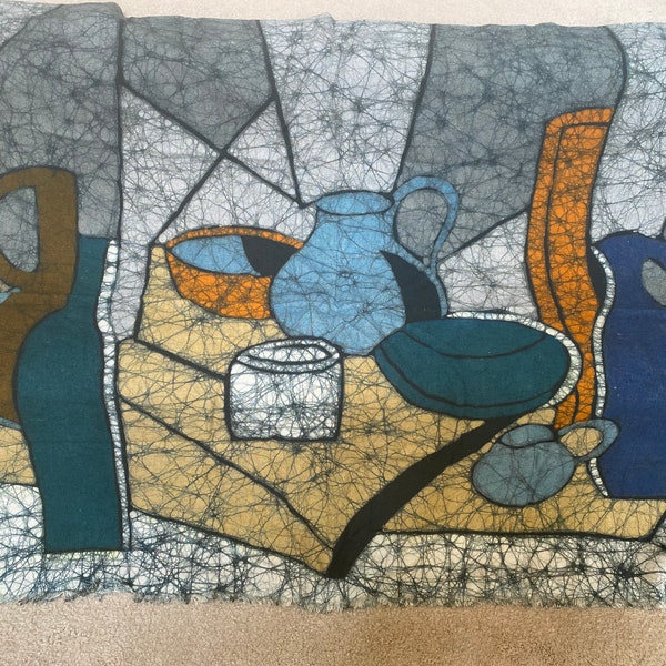 Vintage Awesome Suitable for Framing Eames Era Mid Century 1960s Still Life Screenprint Linen Fabric Art Textile