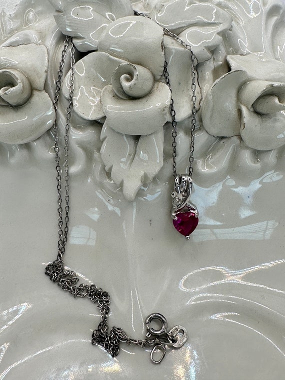 Hand Crafted Sterling Silver Ruby With Diamond He… - image 3