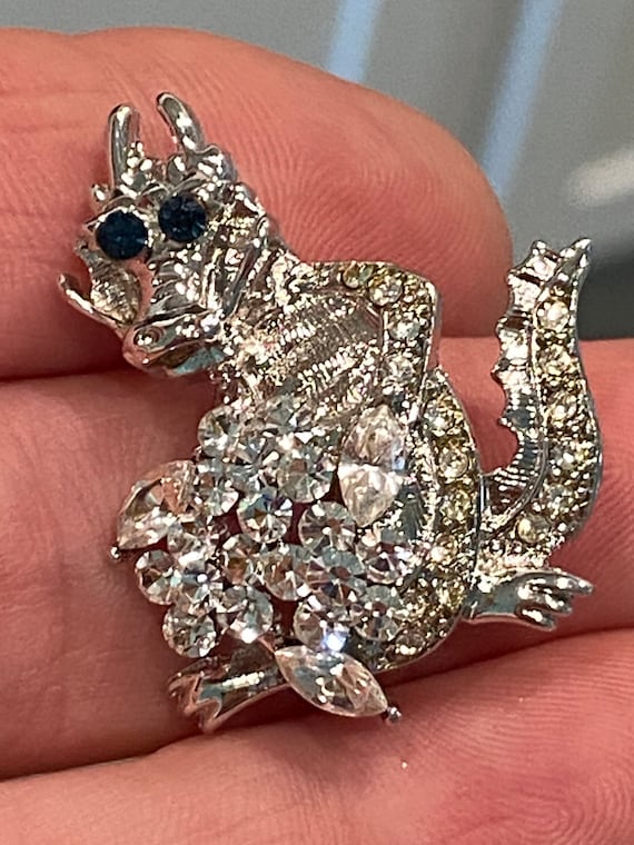 Sweet Little Silver Rhinestone Dragon marked NMA