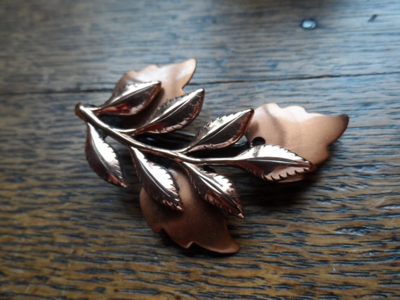 Renoir Copper Leaf Brooch - image 4