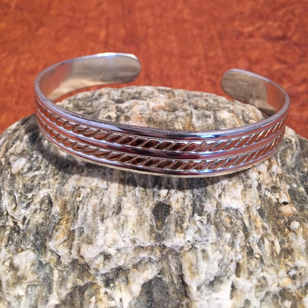 Mexico Justin Stamped Sterling Cuff Bracelet