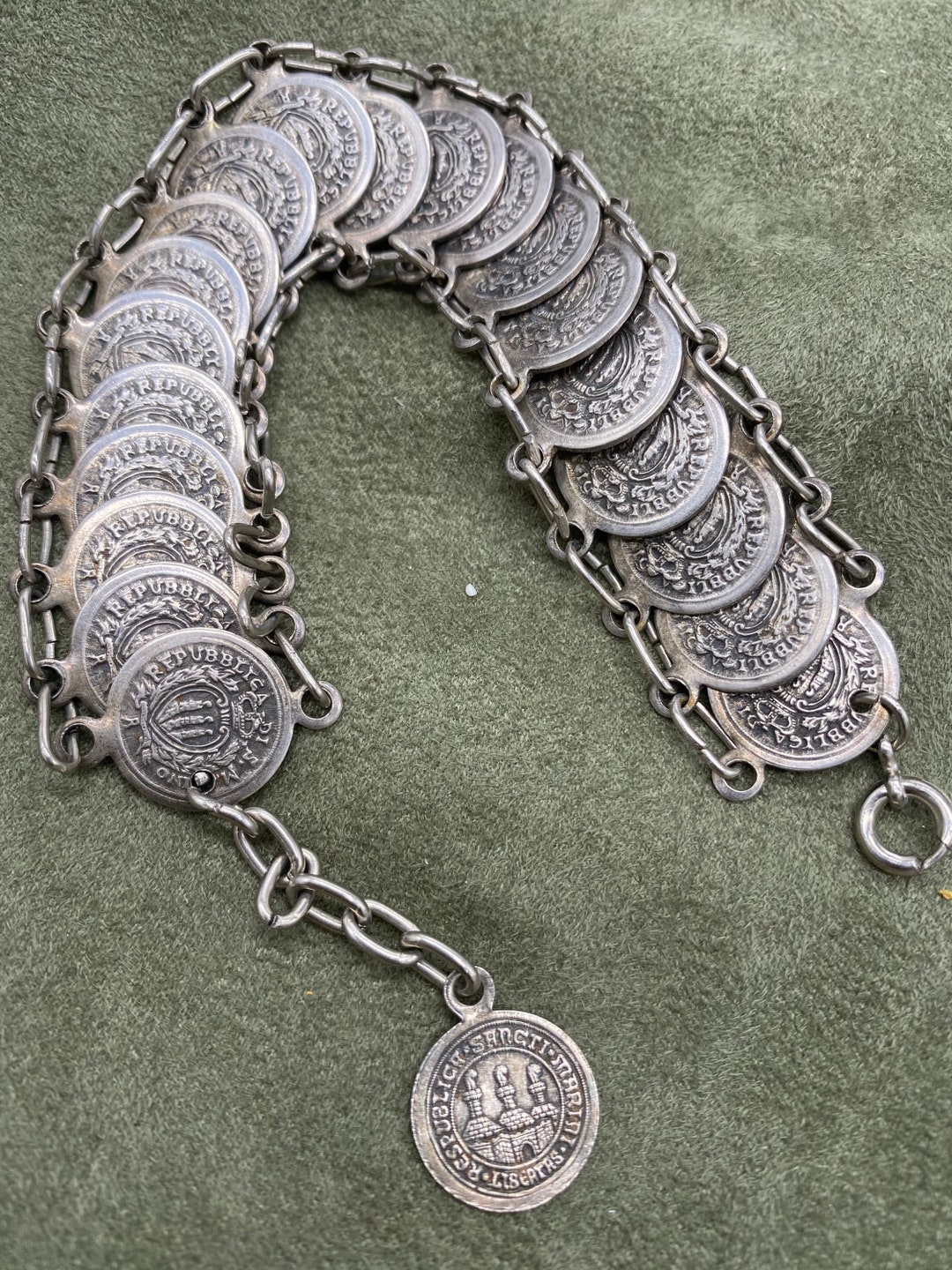 Vintage Linked Coin Bracelet San Marino Souvenir - Etsy