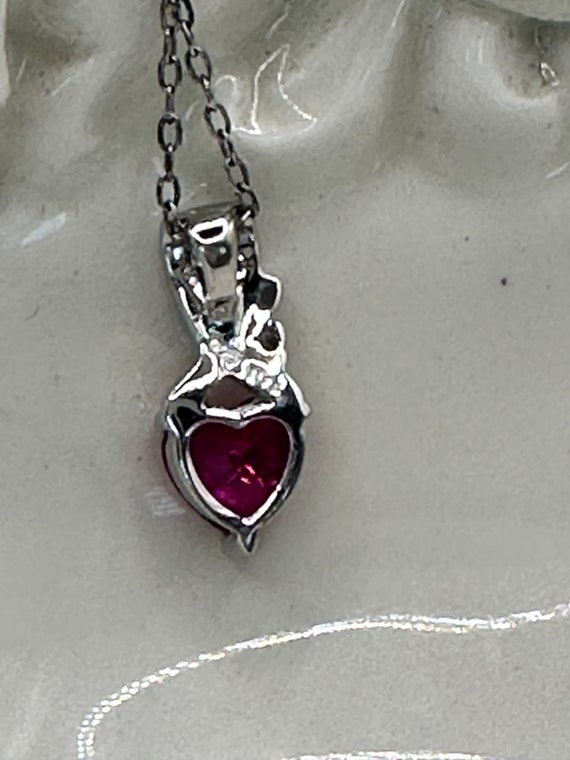 Hand Crafted Sterling Silver Ruby With Diamond He… - image 4