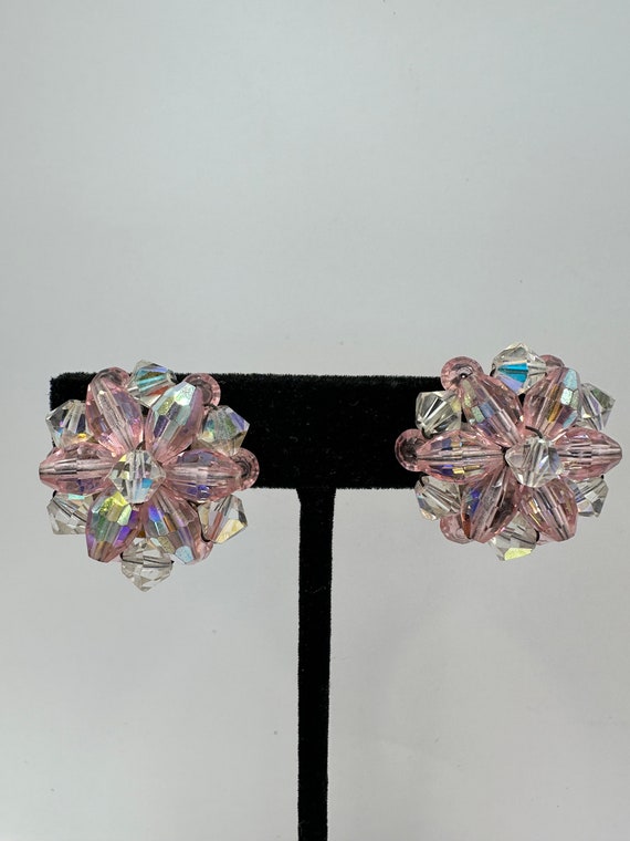 Pretty Pink Aurora Borealis Clip Earrings