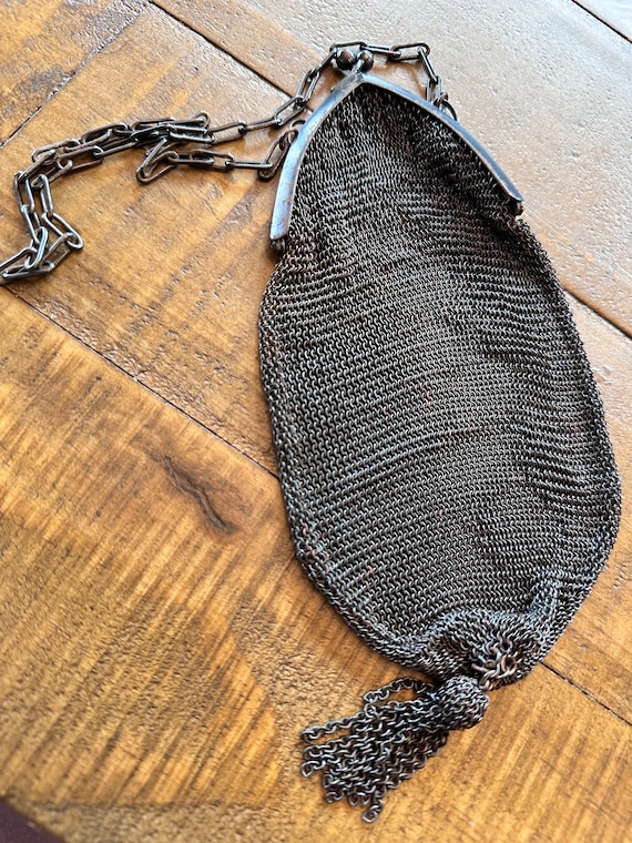 Victorian Chainmail Mesh Handbag with Chain Handle - image 2
