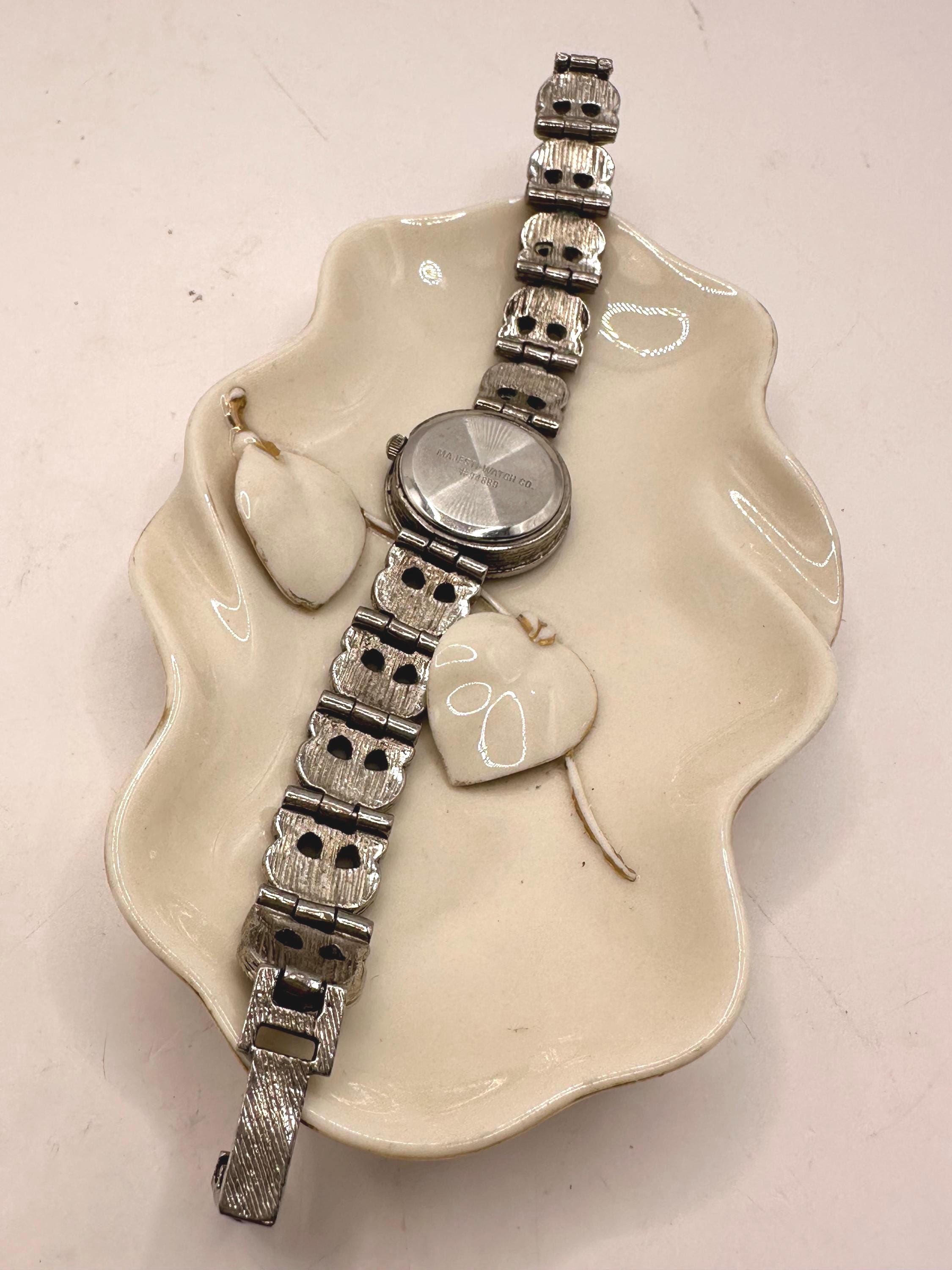 Majestron Marcasite/Mother of Pearl Bracelet Watch - Vintage Antique majestron marcasite art deco heart | Mercari main image 3