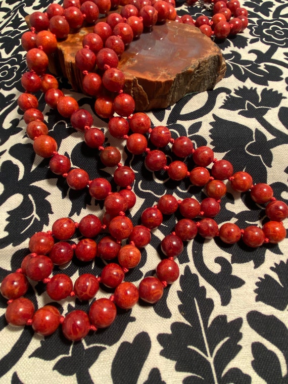 Beautiful Coral Tied Beaded Long Necklace - image 2