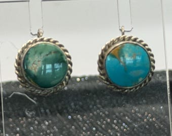 Native American Turquoise Earrings 1940s Screw Back