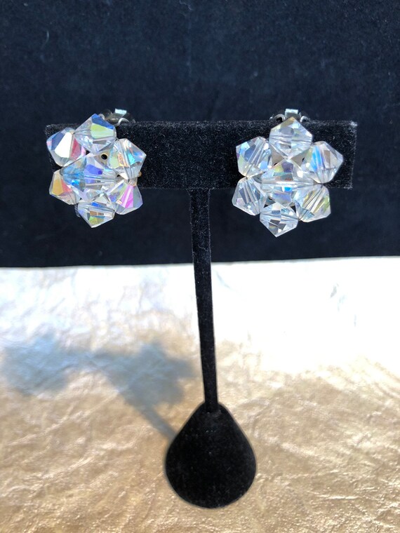 Aurora borealis Austrian Crystal Clip Earrings - image 1