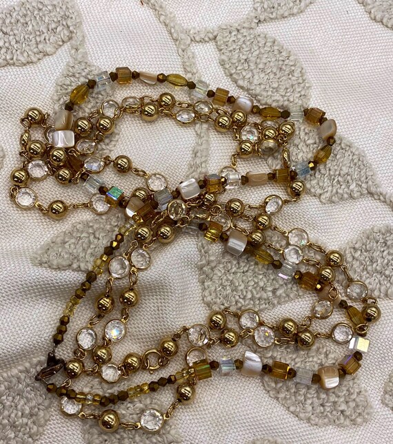 Gold Beaded and Crystal Necklaces