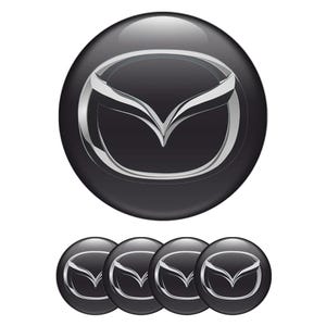 Mazda Wheel Center Cap Decals: 3D Vinyl Emblem Stickers - Set of 4