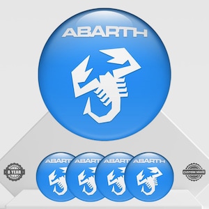 Set of 4 Abarth Wheel Center Cap Decals Custom Car Rim Logo Stickers Self-Adhesive Vinyl Emblems for Wheel Hubcaps Easy to Apply