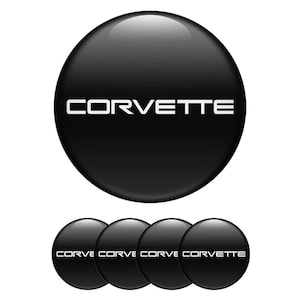 Set of 4 Corvette Wheel Center Cap Decals Custom Car Rim Logo Stickers Self-Adhesive Vinyl Emblems for Wheel Hubcaps Easy to Apply