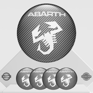 Set of 4 Abarth Wheel Center Cap Decals Custom Car Rim Logo Stickers Self-Adhesive Vinyl Emblems for Wheel Hubcaps Easy to Apply