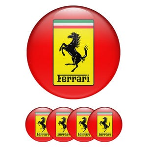 Set of 4 Ferrari Wheel Center Cap Decals Custom Car Rim Logo Stickers Self-Adhesive Vinyl Emblems for Wheel Hubcaps Easy to Apply