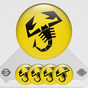 Set of 4 Abarth Wheel Center Cap Decals Custom Car Rim Logo Stickers Self-Adhesive Vinyl Emblems for Wheel Hubcaps Easy to Apply