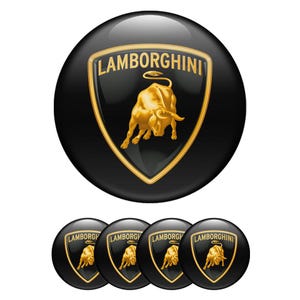 Set of 4 Lamborghini Wheel Center Cap Decals Custom Car Rim Logo Stickers Self-Adhesive Vinyl Emblems for Wheel Hubcaps Easy to Apply
