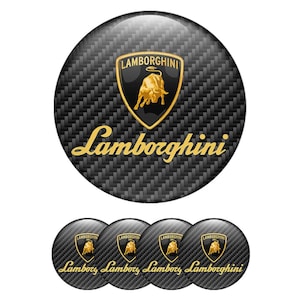 Set of 4 Lamborghini Wheel Center Cap Decals Custom Car Rim Logo Stickers Self-Adhesive Vinyl Emblems for Wheel Hubcaps Easy to Apply