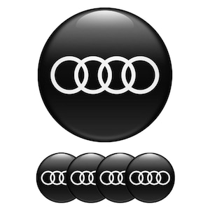 Set di 4 adesivi per coprimozzi Audi, adesivi personalizzati con logo per cerchi auto, emblemi autoadesivi in vinile per coprimozzi, facili da applicare.
