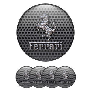 Set of 4 Ferrari Wheel Center Cap Decals Custom Car Rim Logo Stickers Self-Adhesive Vinyl Emblems for Wheel Hubcaps Easy to Apply