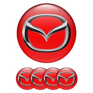 Set of 4 Mazda Wheel Center Cap Decals Custom Car Rim Logo Stickers Self-Adhesive Vinyl Emblems for Wheel Hubcaps Easy to Apply