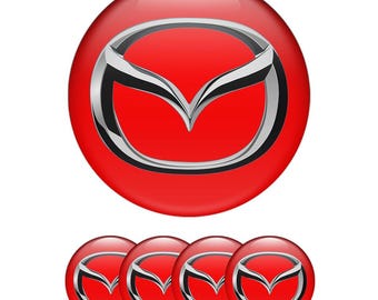 Set of 4 Mazda Wheel Center Cap Decals Custom Car Rim Logo Stickers Self-Adhesive Vinyl Emblems for Wheel Hubcaps Easy to Apply