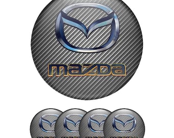 Set of 4 Mazda Wheel Center Cap Decals Custom Car Rim Logo Stickers Self-Adhesive Vinyl Emblems for Wheel Hubcaps Easy to Apply