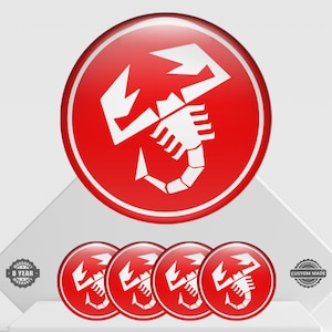 Set of 4 Abarth Wheel Center Cap Decals Custom Car Rim Logo Stickers Self-Adhesive Vinyl Emblems for Wheel Hubcaps Easy to Apply