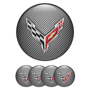 Set of 4 Corvette Wheel Center Cap Decals Custom Car Rim Logo Stickers Self-Adhesive Vinyl Emblems for Wheel Hubcaps Easy to Apply