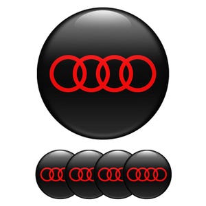Set di 4 adesivi per coprimozzi Audi, adesivi personalizzati con logo per cerchi auto, emblemi autoadesivi in vinile per coprimozzi, facili da applicare.