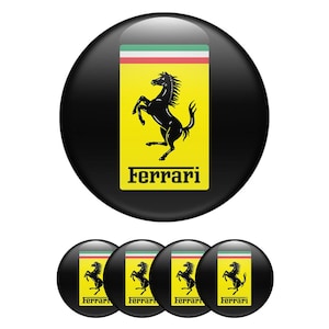 Set of 4 Ferrari Wheel Center Cap Decals Custom Car Rim Logo Stickers Self-Adhesive Vinyl Emblems for Wheel Hubcaps Easy to Apply