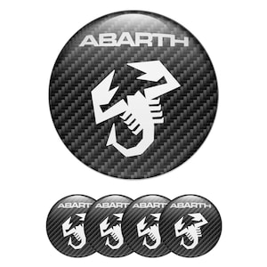 Set of 4 Abarth Wheel Center Cap Decals Custom Car Rim Logo Stickers Self-Adhesive Vinyl Emblems for Wheel Hubcaps Easy to Apply