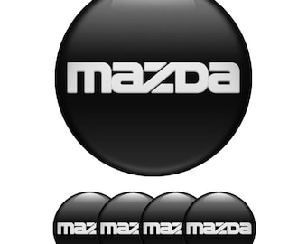 Set of 4 Mazda Wheel Center Cap Decals Custom Car Rim Logo Stickers Self-Adhesive Vinyl Emblems for Wheel Hubcaps Easy to Apply