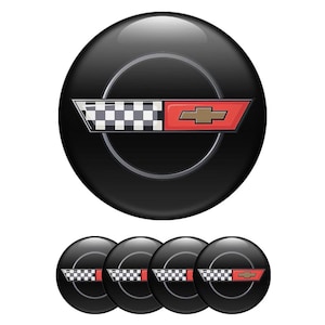 Set of 4 Corvette Wheel Center Cap Decals Custom Car Rim Logo Stickers Self-Adhesive Vinyl Emblems for Wheel Hubcaps Easy to Apply