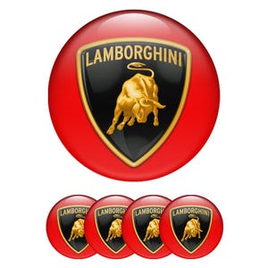 Set of 4 Lamborghini Wheel Center Cap Decals Custom Car Rim Logo Stickers Self-Adhesive Vinyl Emblems for Wheel Hubcaps Easy to Apply