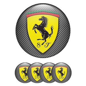 Set of 4 Ferrari Wheel Center Cap Decals Custom Car Rim Logo Stickers Self-Adhesive Vinyl Emblems for Wheel Hubcaps Easy to Apply
