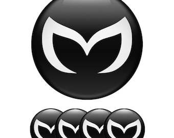 Set of 4 Mazda Wheel Center Cap Decals Custom Car Rim Logo Stickers Self-Adhesive Vinyl Emblems for Wheel Hubcaps Easy to Apply