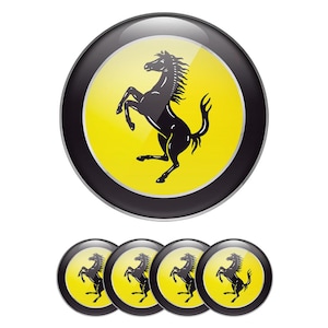 Set of 4 Ferrari Wheel Center Cap Decals Custom Car Rim Logo Stickers Self-Adhesive Vinyl Emblems for Wheel Hubcaps Easy to Apply