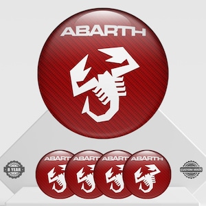 Set of 4 Abarth Wheel Center Cap Decals Custom Car Rim Logo Stickers Self-Adhesive Vinyl Emblems for Wheel Hubcaps Easy to Apply