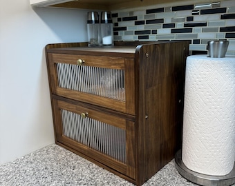 2-Layer Wooden Bread Box: Solid Pine Kitchen Storage