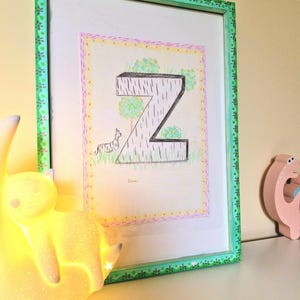 Z is for Zebra kids letter prints wall art