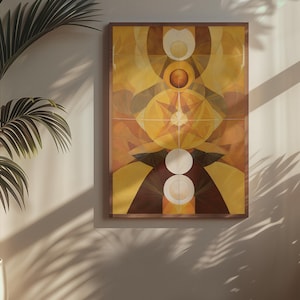 Art mural géométrique mystique - Impression abstraite spirituelle avec symbolisme sacré - Option d'affiche encadrée - Inspiré par Hilma af Klint