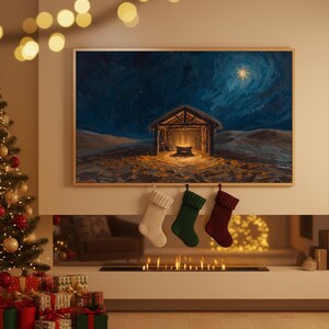 Marco Samsung para TV, Natividad, Fondo de pantalla vintage de Jesús, Salvapantallas 4K, Fondo de pantalla cristiano religioso para TV