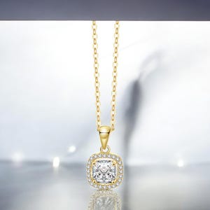 Dainty Moissanite Necklace: 925 Sterling Silver, Gold Plated