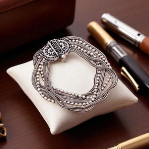 Ethnic Silver Bracelet for Women – Handmade Hasır Design, Turkish Craft