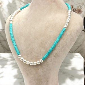 Sterling Silver Turquoise Bead Necklace: Handmade Boho Jewelry Gift