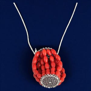 Sterling Silver Coral Necklace: Handmade Gemstone Pendant